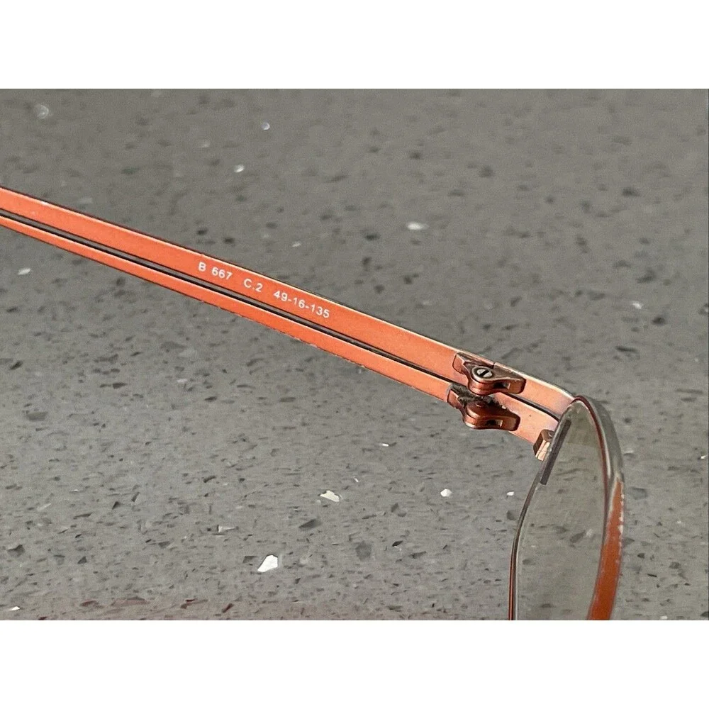 Bertelli B 667 C.2 49-16-135 Orange red Etch Eyeglasses Frames ONLY rectangle